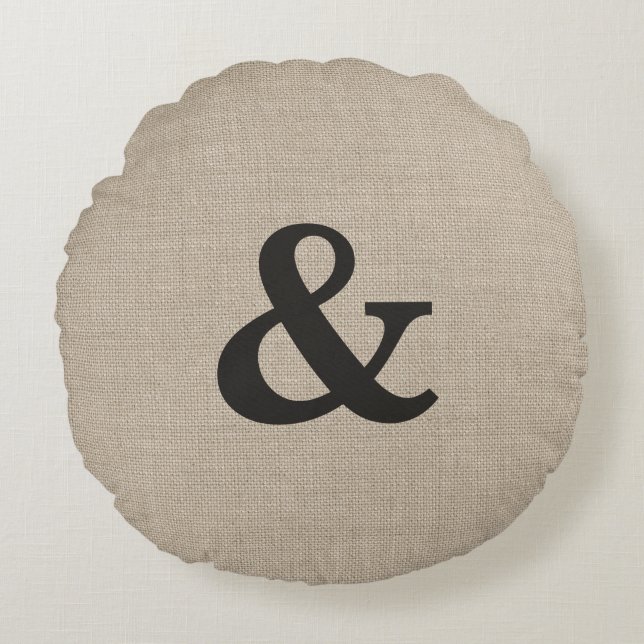 Mörk Brown Ampersand Round Dekorativ kudde (Framsidan)