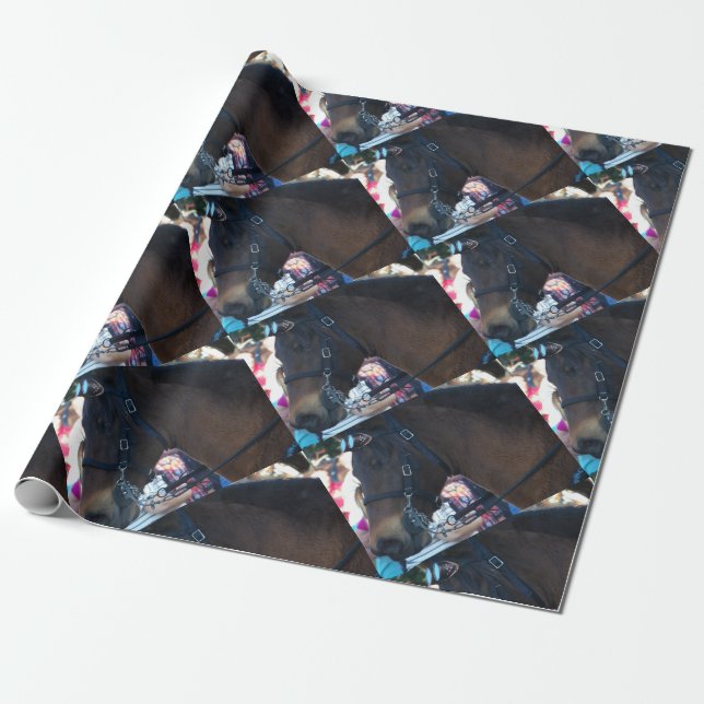 Mörk Brown Arabian Horse med glasögon Presentpapper (Utrullad)