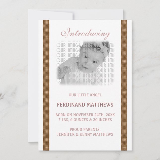 Mörk Brown Baby Birth Meddelande (Framsida)