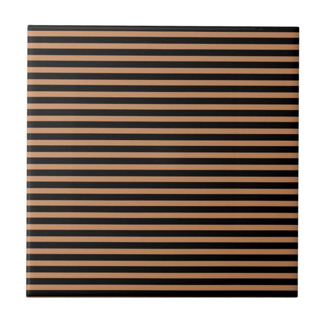 Mörk Brown Black Vågrät Rand Mönster Kakelplatta (Framsidan)