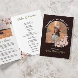 Mörk Brown Blommigt Arch Photo Celebrating Life Program