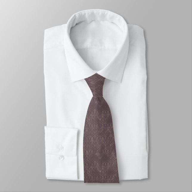 Mörk Brown Blommigt Damask Pattern - Neck Tie Slips (Bunden)