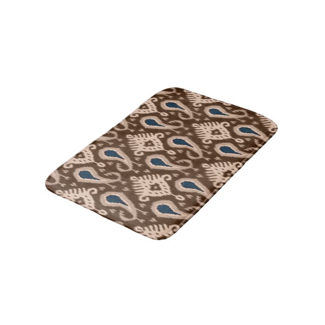 Mörk Brown Blue Bohemian Ikat Tribal Mönster Badrumsmatta (Vinklad)