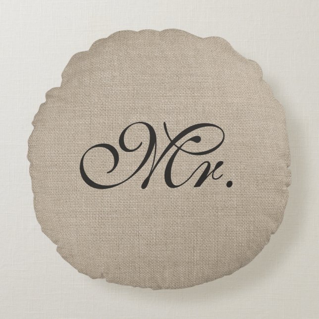 Mörk Brown Burlap Round Dekorativ kudde (Framsidan)