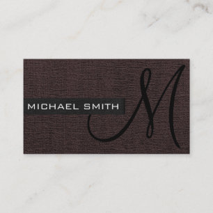 Mörk Brown Canvas Elegant Monogram Visitkort