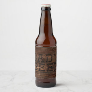 Mörk Brown Carved Wood Pappa Beer Ölflaska Etikett
