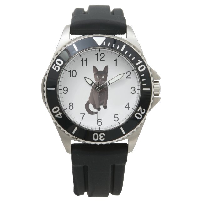 Mörk Brown Cat Armbandsur (Framsida)