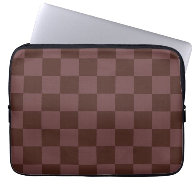Mörk Brown Checkerboard Laptop Fodral (Framsidan)