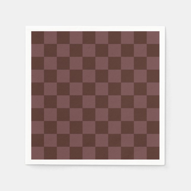 Mörk Brown Checkerboard Pappersservett (Framsidan)