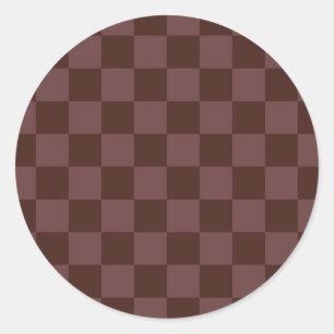 Mörk Brown Checkerboard Runt Klistermärke