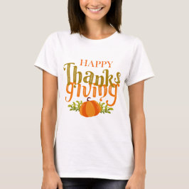 Mörk Brown Fall Happy thanksgiving Gult Pumpkin T Shirt