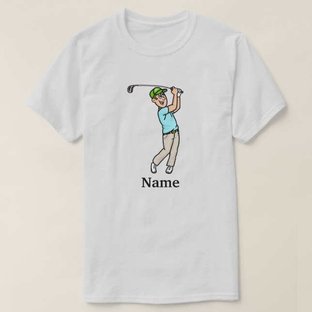 Mörk Brown Hair Male Golfer Par-Tee Boy T-Shirt (Design framsida)