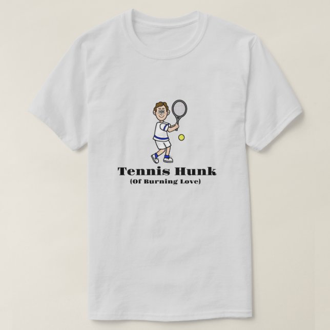 Mörk Brown Hair Male Tennis Hunk T-Shirt (Design framsida)