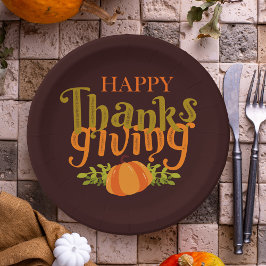 Mörk Brown Happy thanksgiving Fall Gult Pumpkin