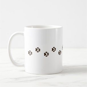 Mörk Brown Hund Tass avtryck Hund Tracks Kaffemugg