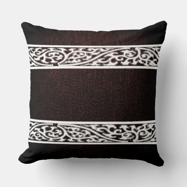 Mörk Brown Leather Kudde (Framsida)