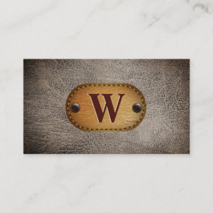 Mörk Brown Leather   Monogram Visitkort
