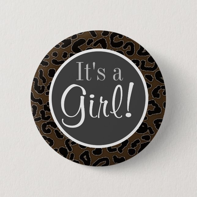Mörk Brown Leopard Skriv ut Knapp (Framsida)