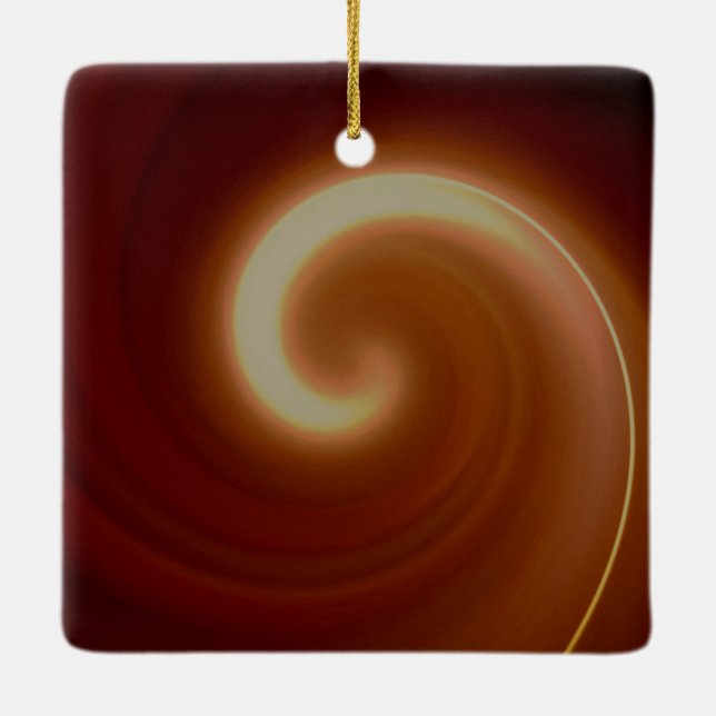 Mörk Brown Light Spiral Art Julgransprydnad Keramik (Baksida)