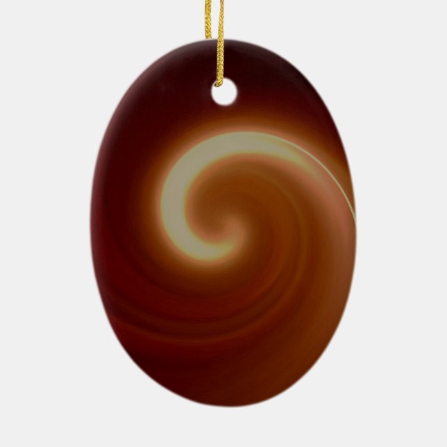 Mörk Brown Light Spiral Art Julgransprydnad Keramik (Baksidan)