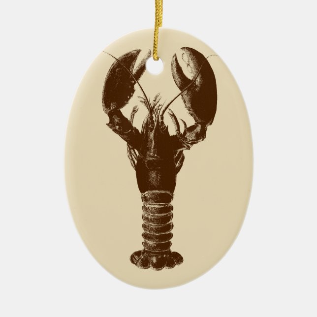 Mörk Brown Lobster på Light Beige Julgransprydnad Keramik (Framsidan)