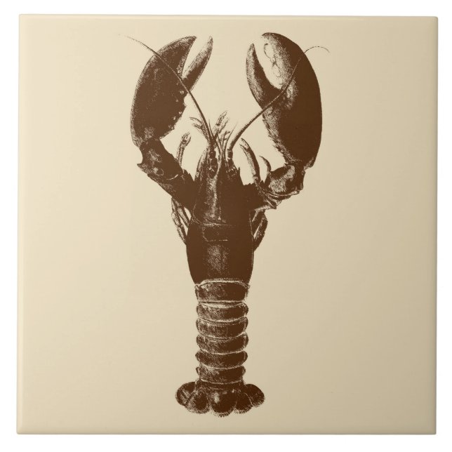 Mörk Brown Lobster på Light Beige Kakelplatta (Framsidan)