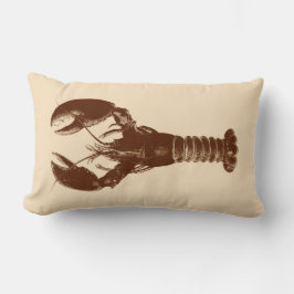 Mörk Brown Lobster på Light Beige Lumbarkudde