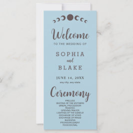 Mörk Brown Måne Phases Blue Bröllopsprogram