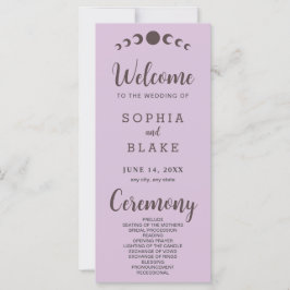 Mörk Brown Måne Phases Lila Bröllopsprogram