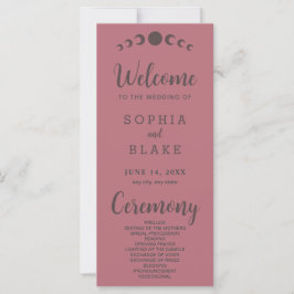 Mörk Brown Måne Phases Ro Guld Bröllopsprogram