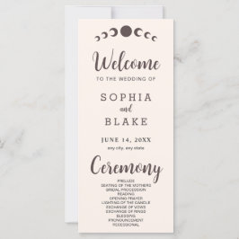 Mörk Brown Måne Phases Seashell Bröllopsprogram