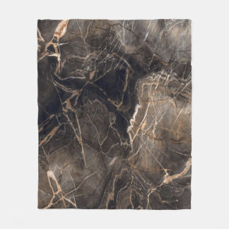 Mörk Brown Marble Guld Veins Fleecefilt