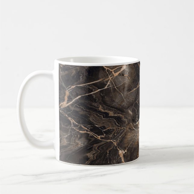 Mörk Brown Marble Guld Veins Kaffemugg (Vänster)