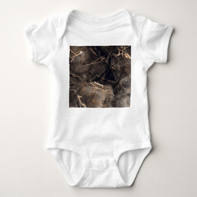 Mörk Brown Marble Guld Veins T Shirt (Framsida)