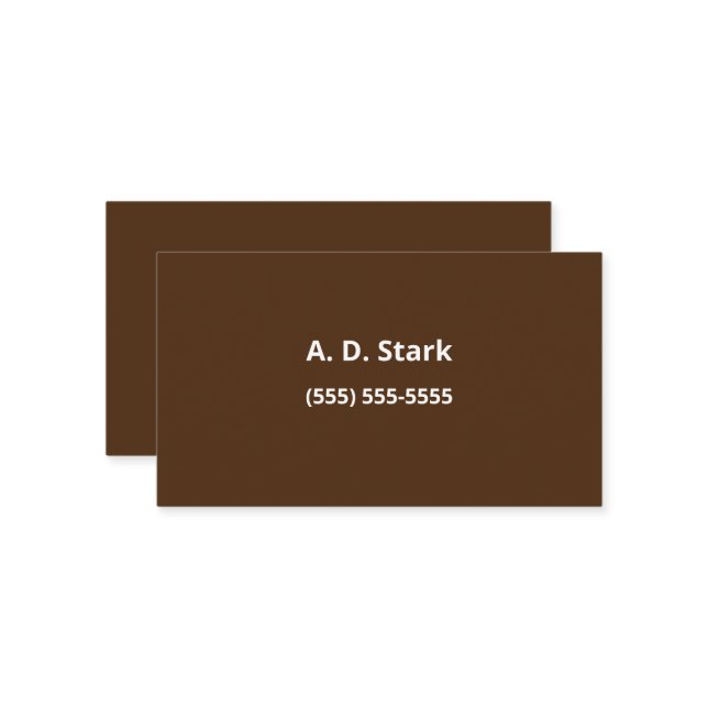 Mörk Brown Minimalist-Affärskort Visitkort (Fram/Back In Situ)