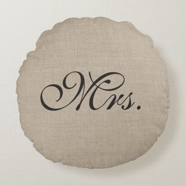 Mörk Brown, mrs Burlap Round Dekorativ kudde (Framsidan)