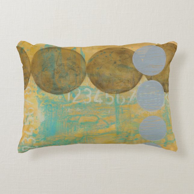 Mörk Brown och Grått Cirklar med siffror Prydnadskudde (Framsidan)