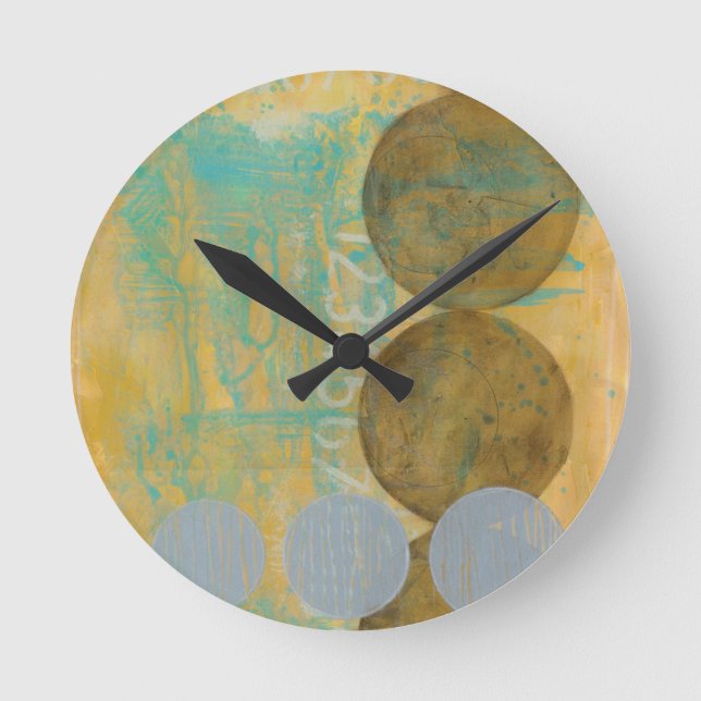 Mörk Brown och Grått Cirklar med siffror Rund Klocka (Framsida)