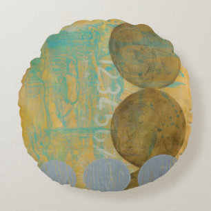 Mörk Brown och Grått Cirklar med siffror Rund Kudde