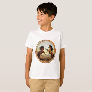 Mörk Brown och Light Brown Friesian Draft Horses Tee