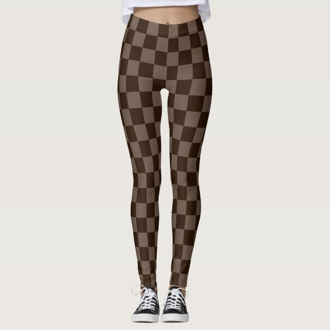 Mörk Brown och Quincy Checkerboard Leggings (Framsida)