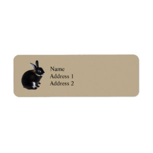 Mörk Brown och White Mini Rex Rabbit Returadress Etikett
