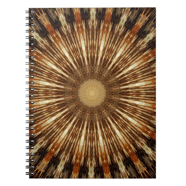 Mörk Brown Orange Kaleidoscope Mandala Art Anteckningsbok Med Spiral (Framsidan)