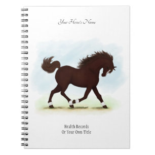 Mörk Brown Personlig Horse Owners Journal Anteckningsbok