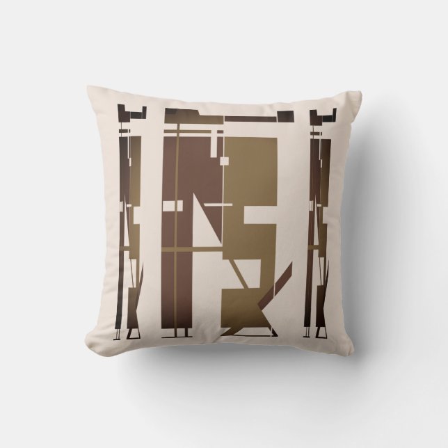 Mörk Brown Taupe om konsthmosaic i Beige Kudde (Framsida)