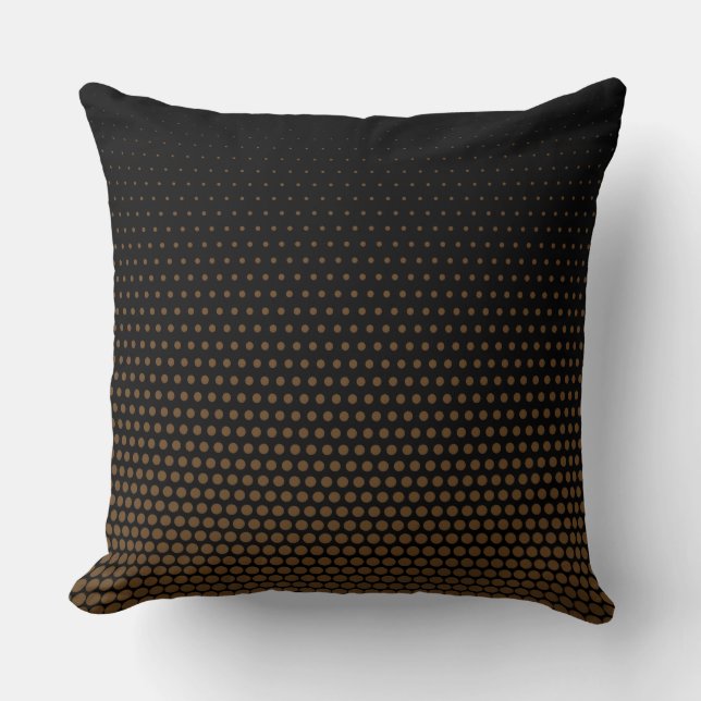 Mörk Brown Techno Dots Modern Black Kudde (Framsida)