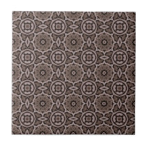 Mörk Brown Tribal Carvings Ceramic Tile