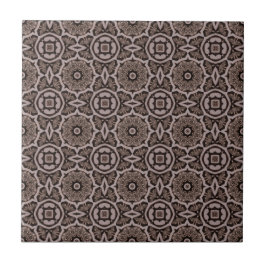 Mörk Brown Tribal Carvings Ceramic Tile Kakelplatta