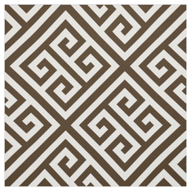 Mörk Brown, White Med Grekiska Nyckel Diag T Mönst Tyg (Provkarta)