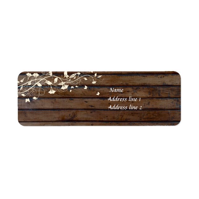 Mörk Brown Wood Adressetiketters Returadress Etikett (Framsidan)